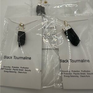 Black tourmaline‎ raw pendant